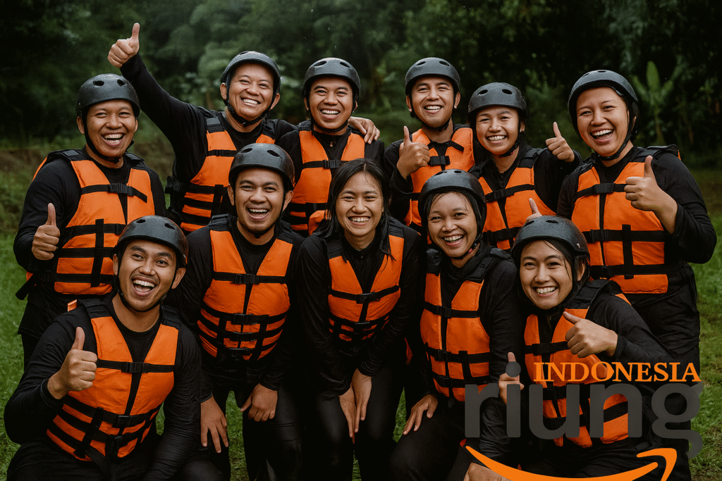 Rombongan outing perusahaan di Caldera Resort Citarik.