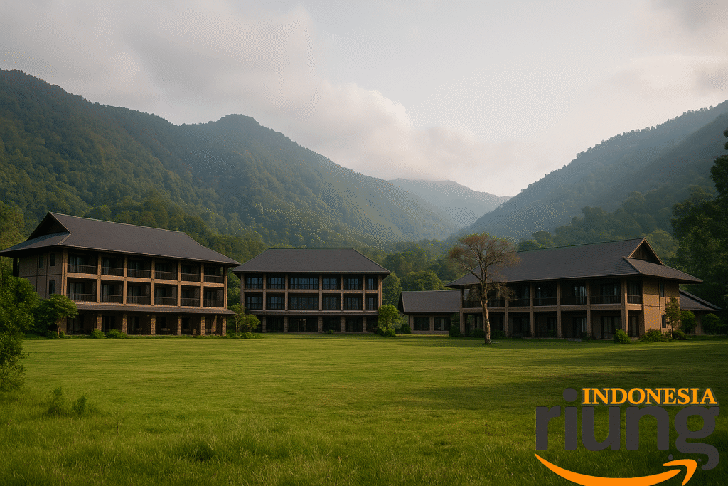 Area outdoor resort pegunungan untuk outbound ringan