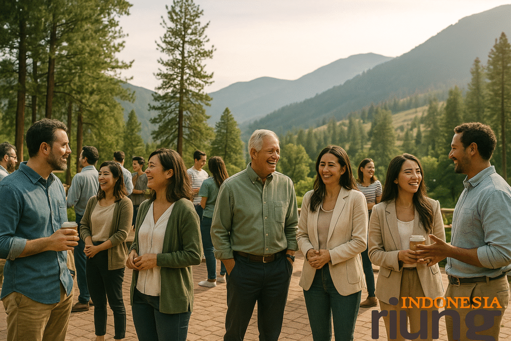 Area outdoor resort dengan pemandangan perbukitan