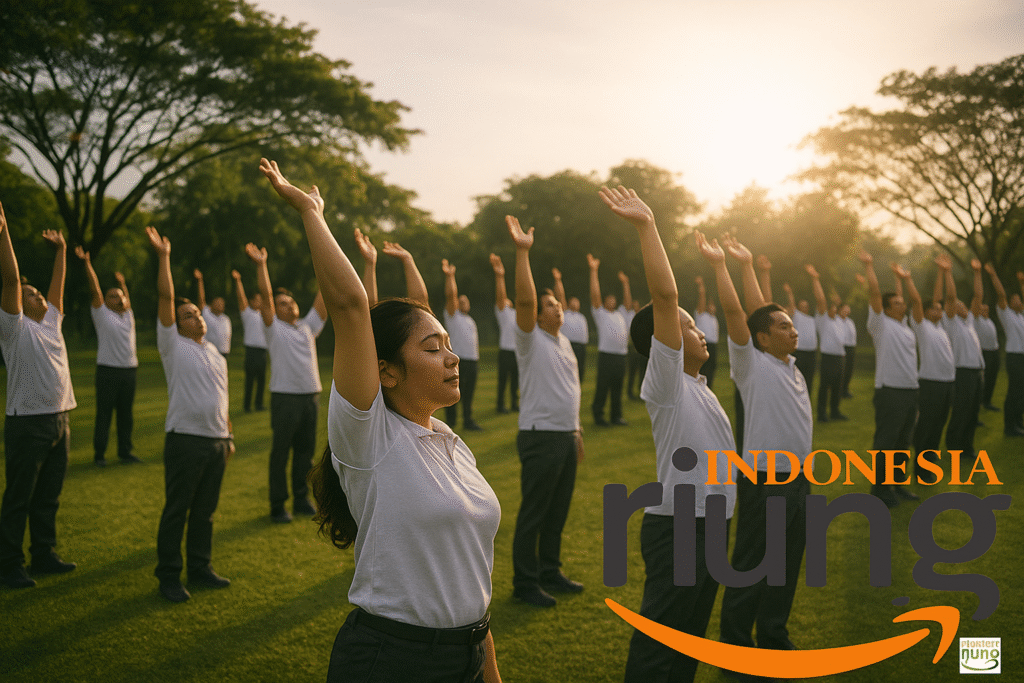 Senam pagi karyawan di Royal Safari Garden