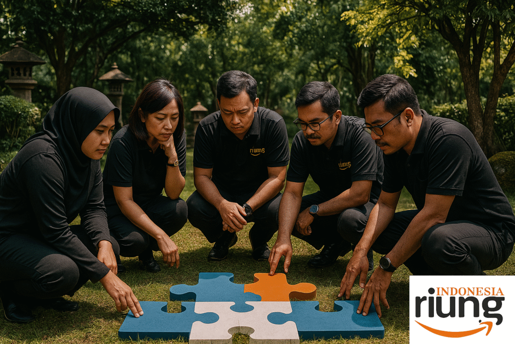 Aktivitas problem solving tim di lingkungan taman Royal Safari Garden.