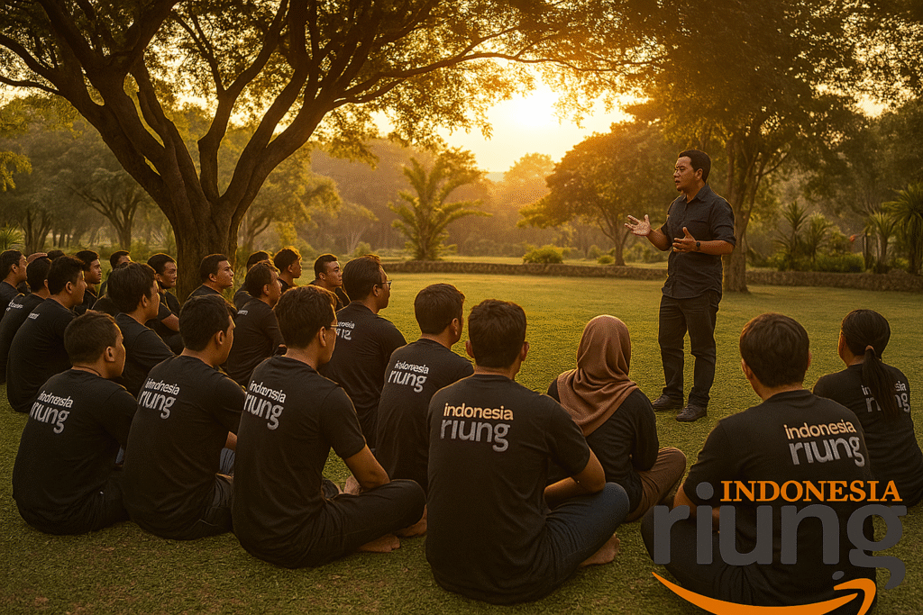 Sesi inspirasi tim di lingkungan taman Royal Safari Garden.