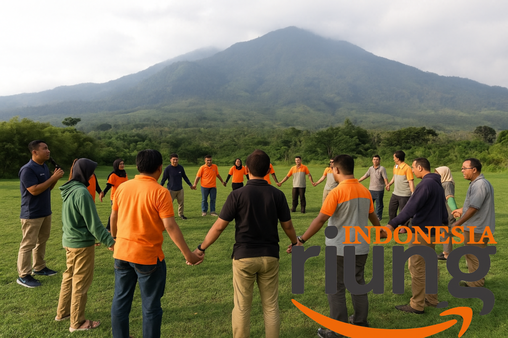 Suasana pegunungan hijau Ciloto Indah Permai untuk kegiatan gathering kantor.