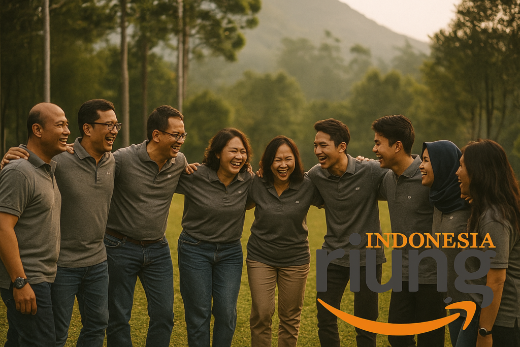 Karyawan menikmati aktivitas kebersamaan di Cigwa Megamendung.