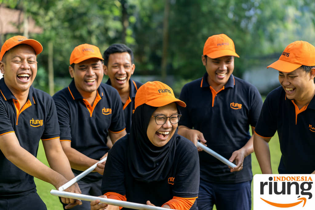 Kegiatan team building outbound dengan tantangan kelompok
