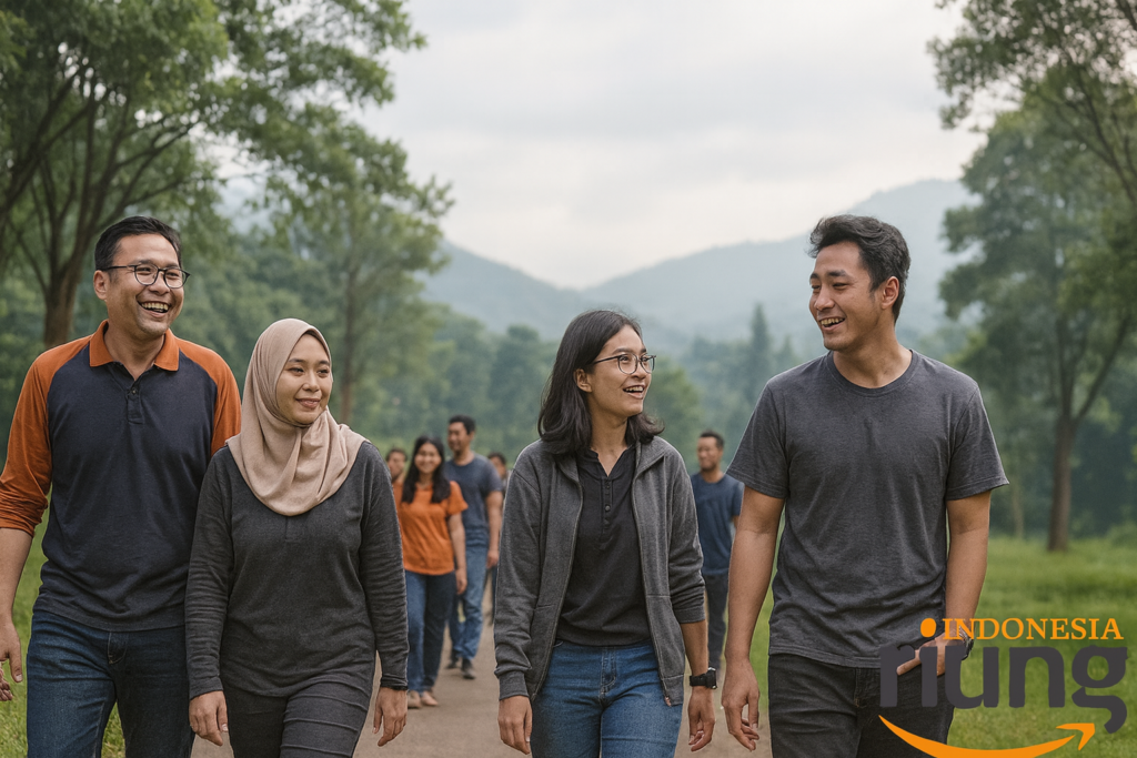 Suasana sejuk Megamendung saat kegiatan outing perusahaan