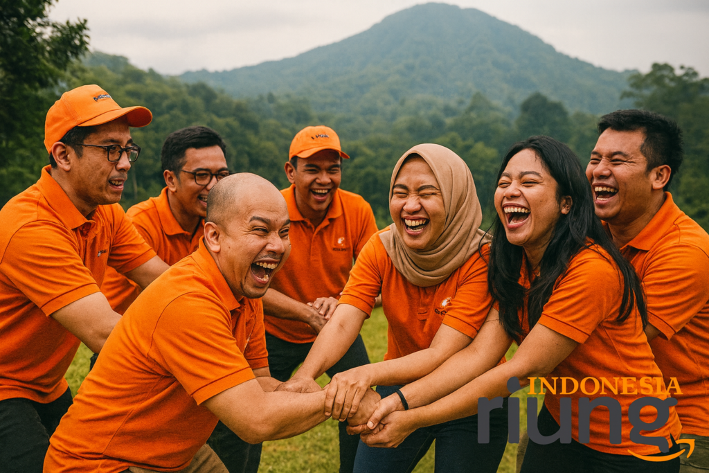 Suasana gathering perusahaan di Nite and Day MDC Gadog.