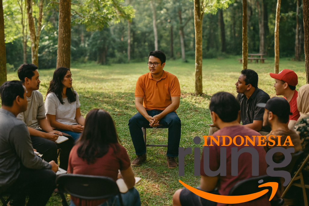 Aktivitas outbound tim perusahaan di area outdoor The Pinewood