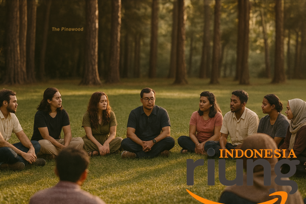 Sesi refleksi peserta outing dengan suasana alam