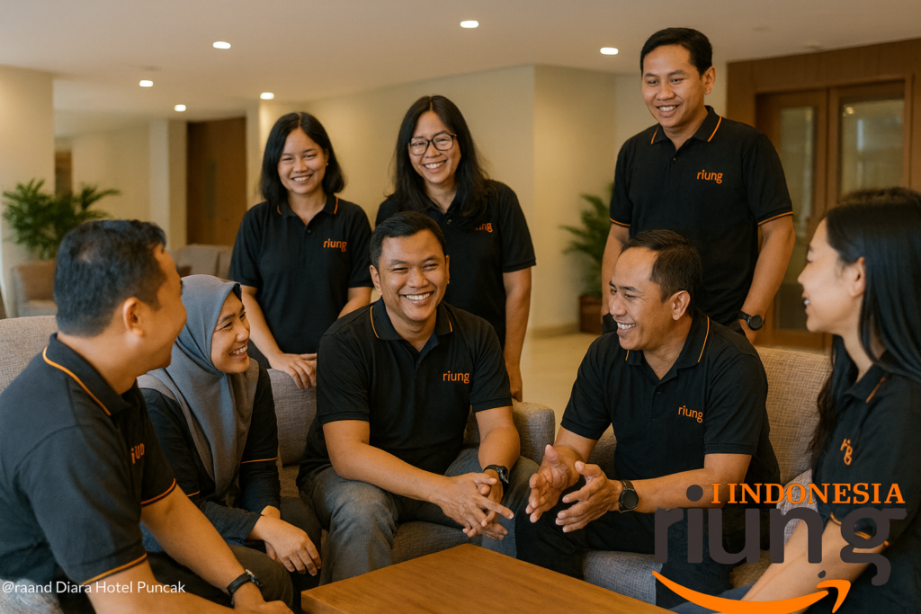 Sesi briefing ringan sebelum kegiatan outing perusahaan di Grand Diara Hotel.