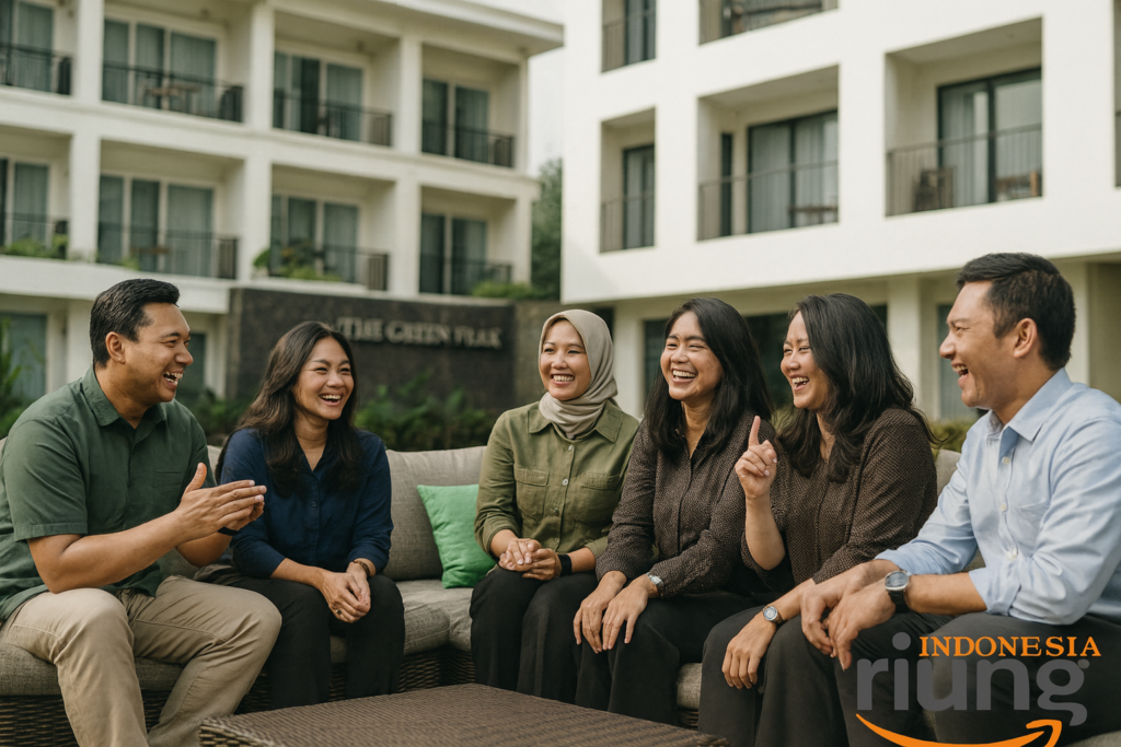 5. Momen kebersamaan tim dalam gathering di Puncak