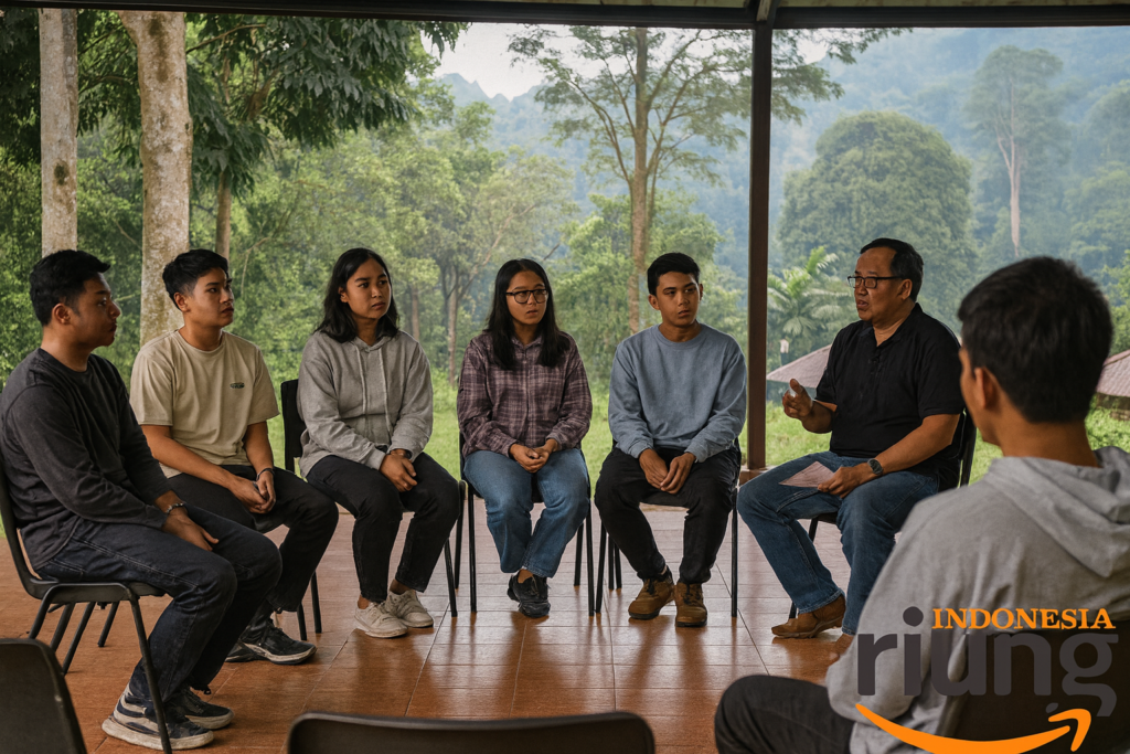 Fasilitator memberikan arahan kepada peserta gathering