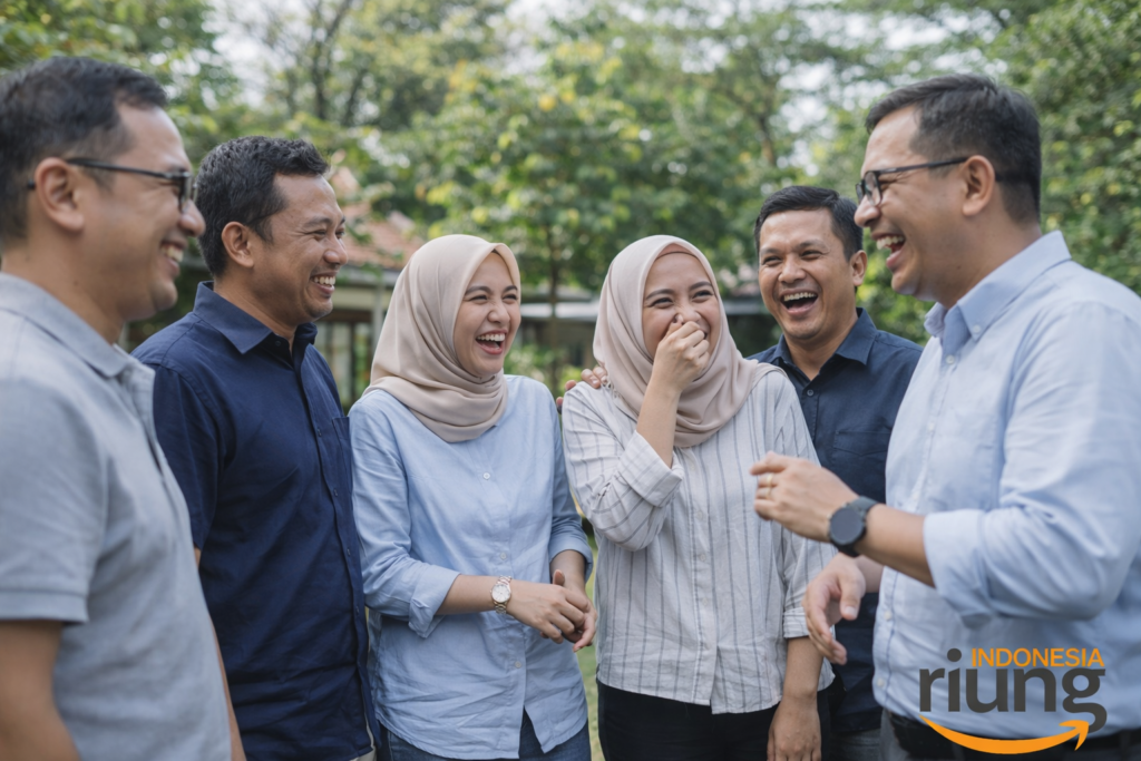 Suasana outing perusahaan di kawasan Puncak Bogor