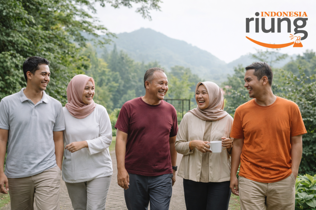 Suasana gathering di resort pegunungan Puncak Bogor