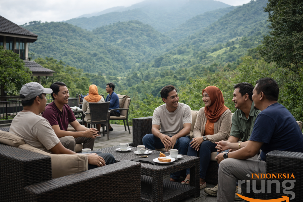 Suasana outing santai di Megamendung