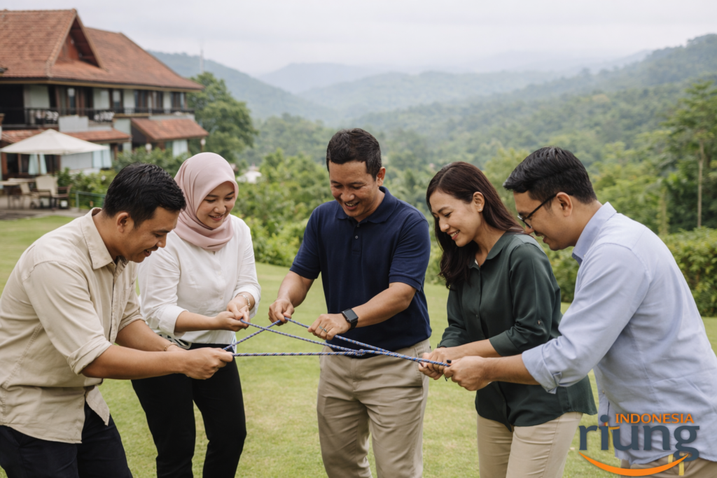 Kebersamaan outbound di Puncak Bogor
