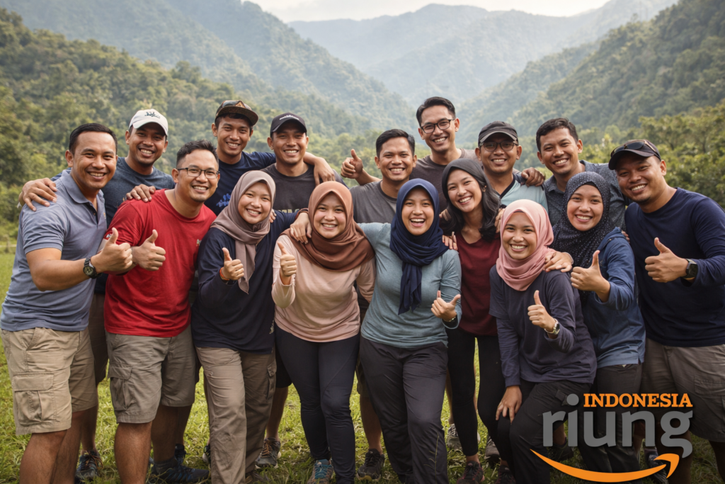 Sesi foto bersama setelah kegiatan outbound di The Botanica Sanctuary