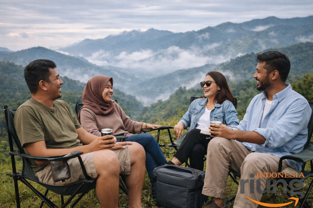Suasana outing di kawasan Megamendung