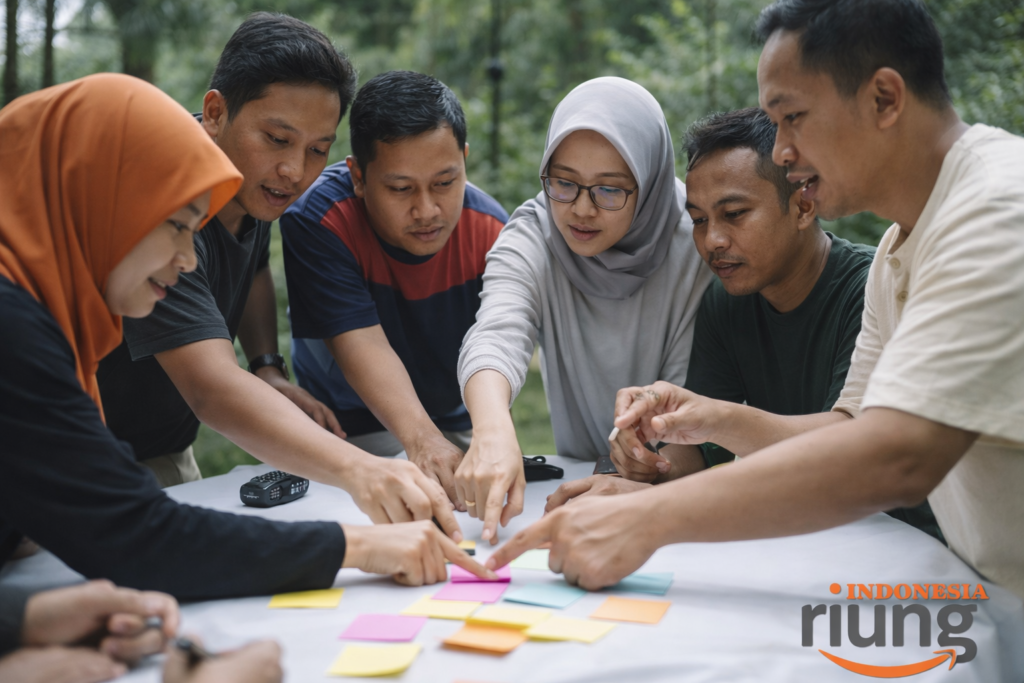 Outbound kerja sama tim di area alam