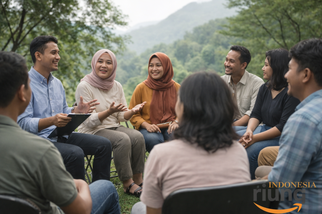 Fasilitator memandu gathering kelompok