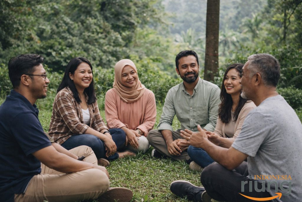 Momen kebersamaan peserta outing di area alam