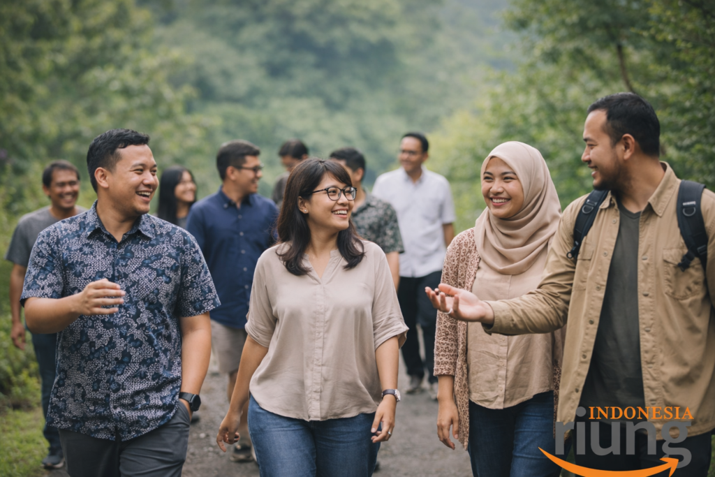 Suasana gathering di Taman Bukit Palem Resort Bogor
