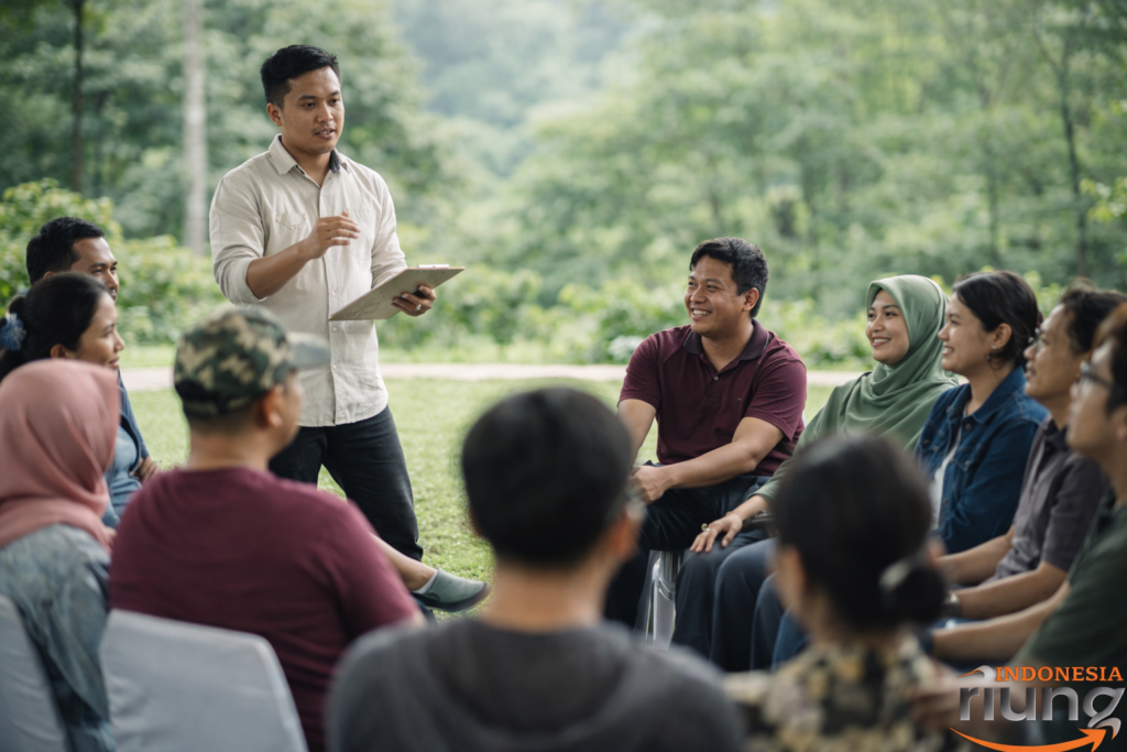 Fasilitator memandu gathering kelompok