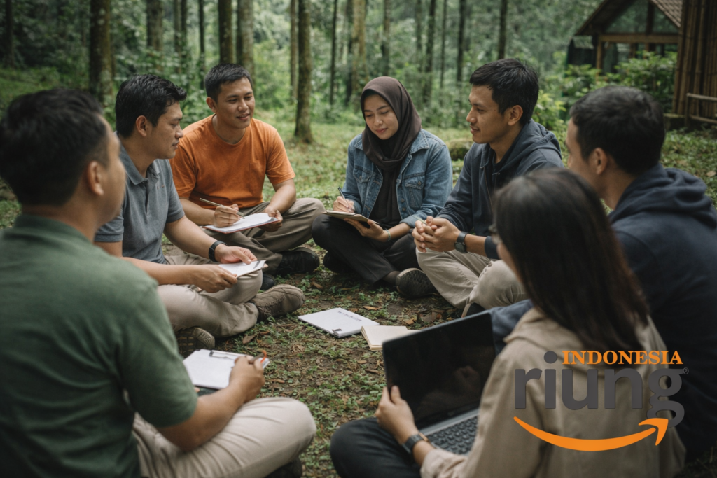 Briefing peserta outbound sebelum memulai aktivitas