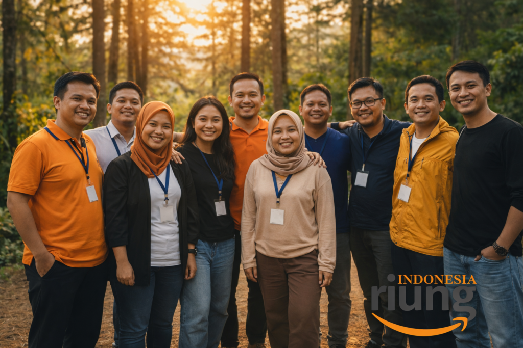 Foto kebersamaan peserta outbound di Green Frest Bogor