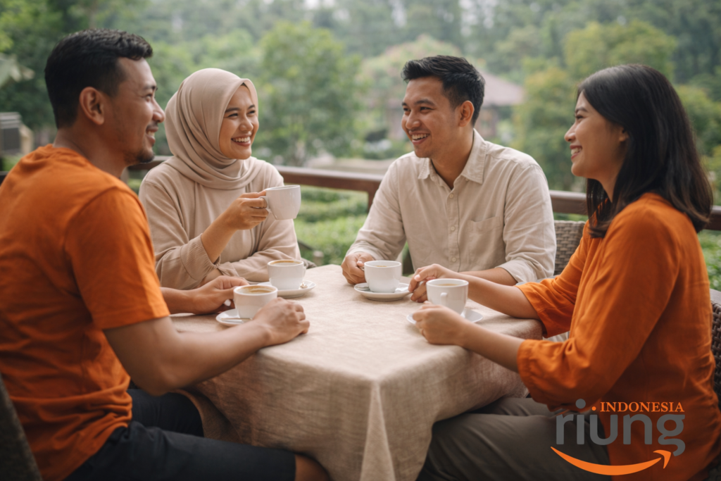 Kegiatan outing santai di The Village Resort Bogor dengan latar suasana alam hijau