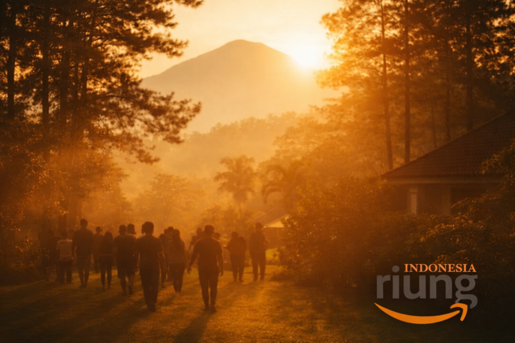 Suasana outing di Villa Bukit Pancawati bernuansa alam sejuk