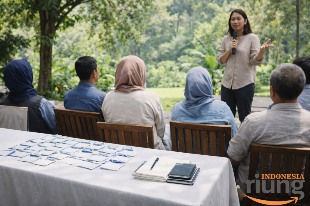 Suasana kebersamaan peserta gathering di Tjapoeng Resort Pancawati