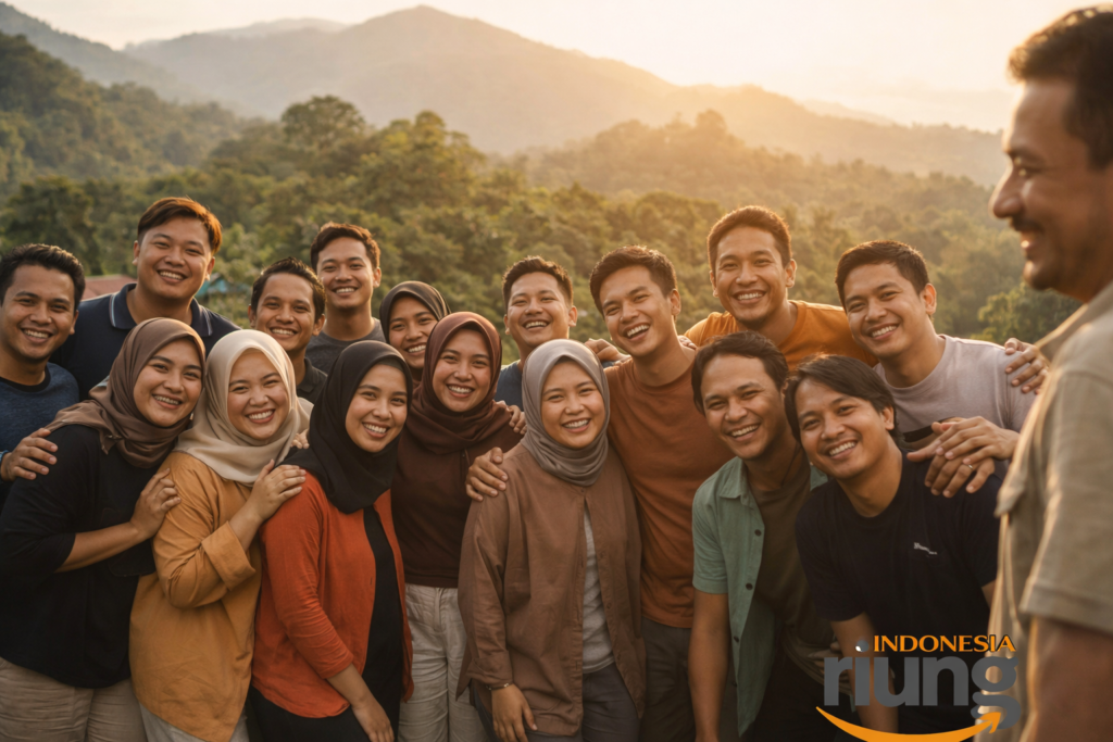 Sesi foto bersama acara gathering di Tjapoeng Resort Pancawati