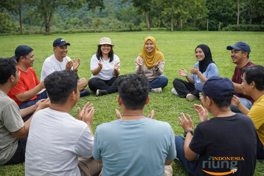 Aktivitas outing perusahaan di Tjapoeng Resort Pancawati