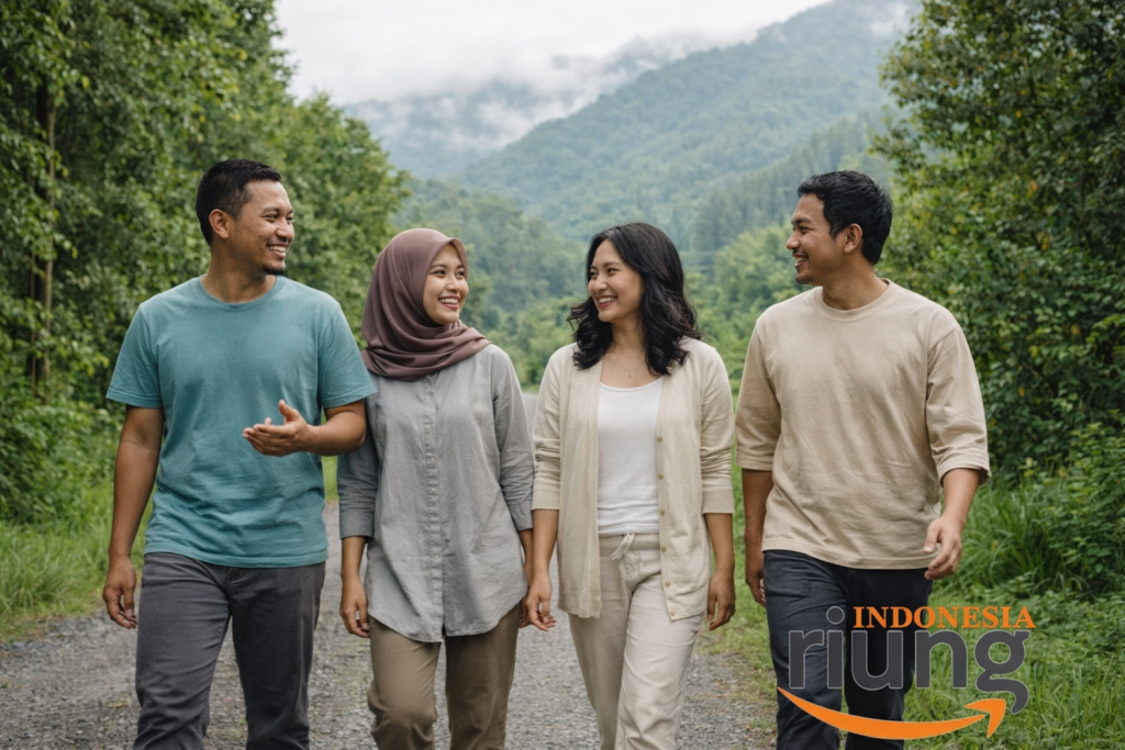 Kebersamaan peserta outing dalam kegiatan rekreatif