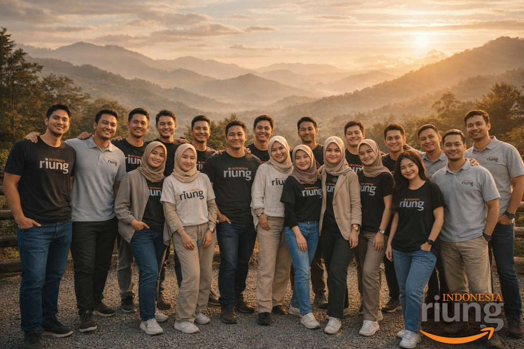 Sesi foto bersama peserta outbound setelah melakukan kegiatan di 5G Resort