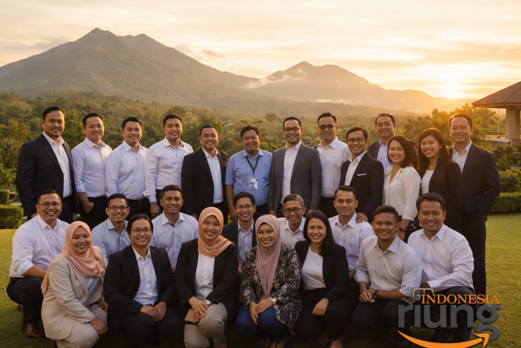 Sesi foto bersama gathering profesional dan berkesan di Ciawi Bogor