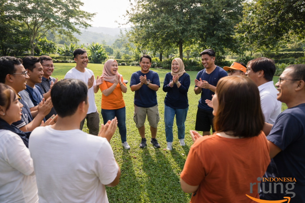Ice breaking ringan dalam outing perusahaan di AMANUBA Hotel & Resort Rancamaya Bogor