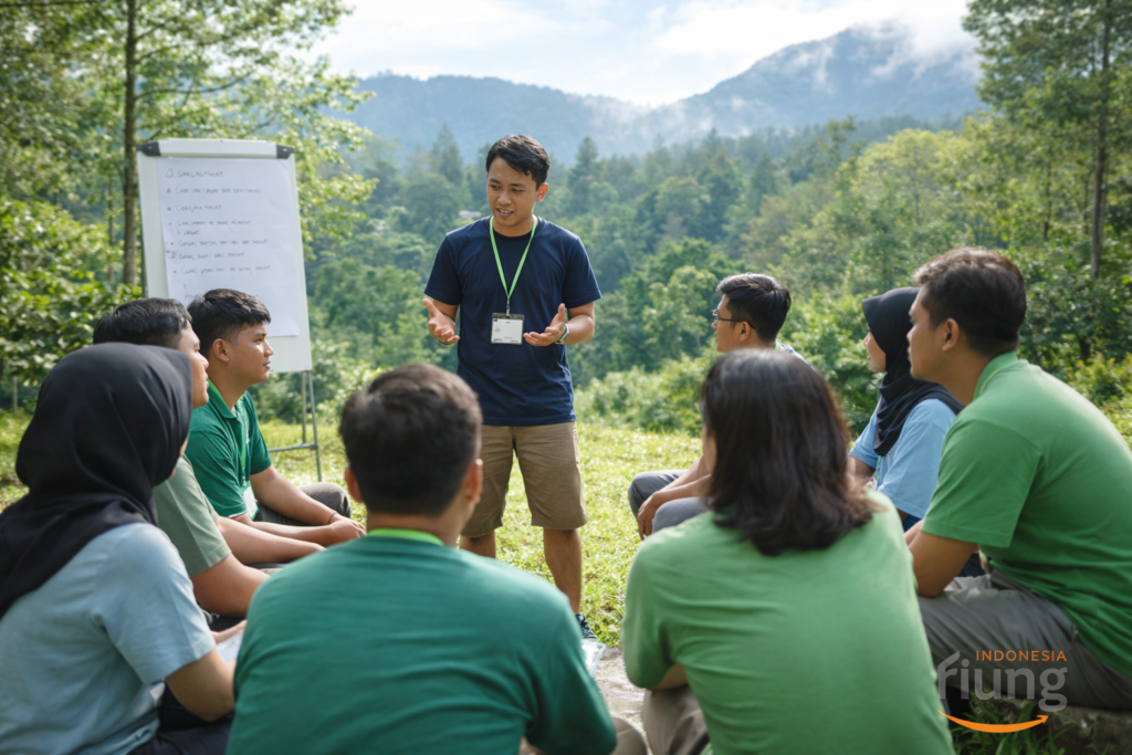 Simulasi outbound yang menonjolkan peran kepemimpinan