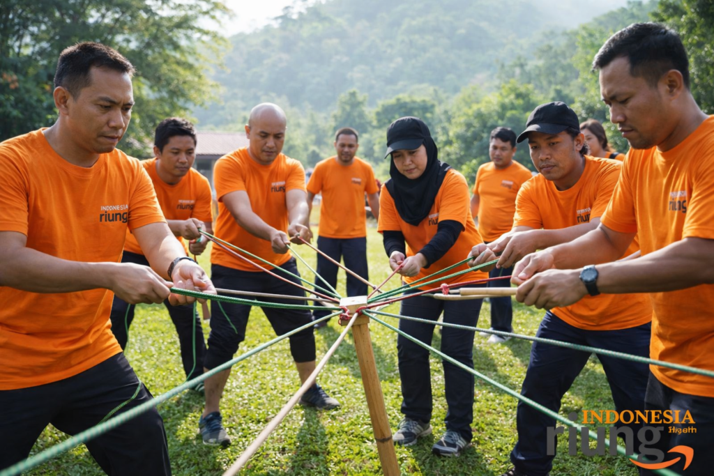 Kegiatan outbound perusahaan di Padi Resort