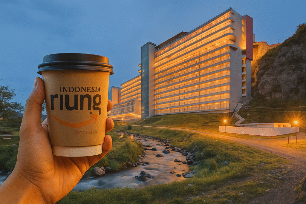 Tampak depan Le Eminence Puncak dengan panorama lembah dan pegunungan