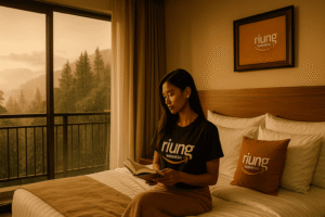 Vila Riung Indonesia kawasan Puncak memadukan kenyamanan akomodasi dan ruang event; mendukung Gathering, outbond ringan, dan rekreasi; akses ring road Bogor Raya cepat.