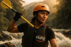 Sensasi jeram menantang dari Paket Rafting Cisadane Bogor gathering outing profesional.