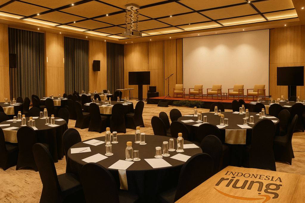 Ballroom Cendana Grand Aston Puncak dengan kapasitas besar untuk meeting, gathering, dan acara pernikahan di Puncak.