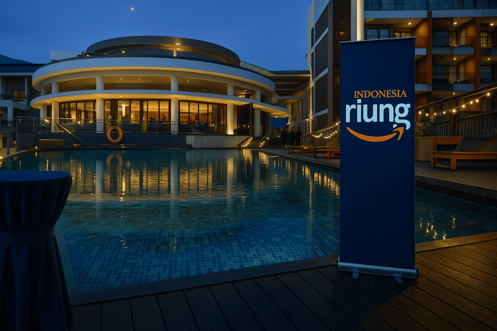 suasana gala dinner gathering dengan backdrop pegunungan