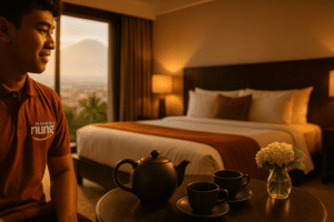 Resort Riung Indonesia di Pancawati bernuansa alam, ideal untuk Outing profesional dan keluarga; fasilitas lengkap, akses mudah, pelayanan hangat, pengalaman menginap premium khas Bogor.