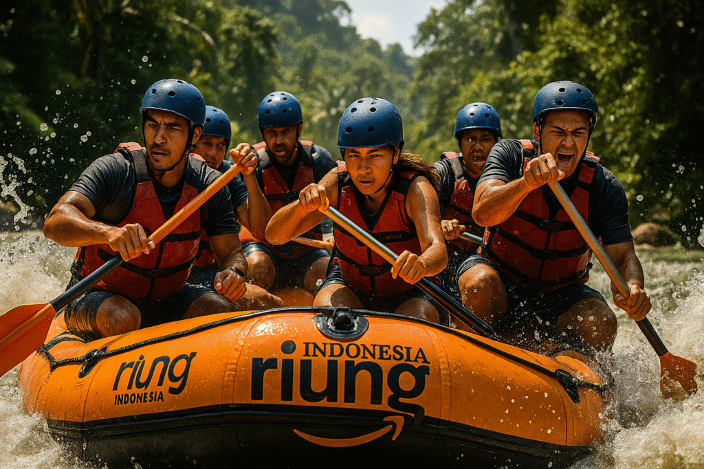 Tim outbound bersiap di tepi Sungai Citatih