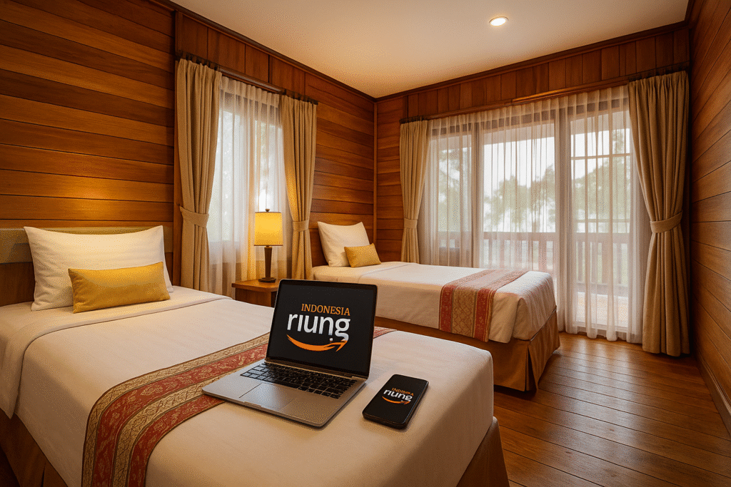 Interior vila 3 kamar untuk keluarga besar di Jambuluwuk Puncak