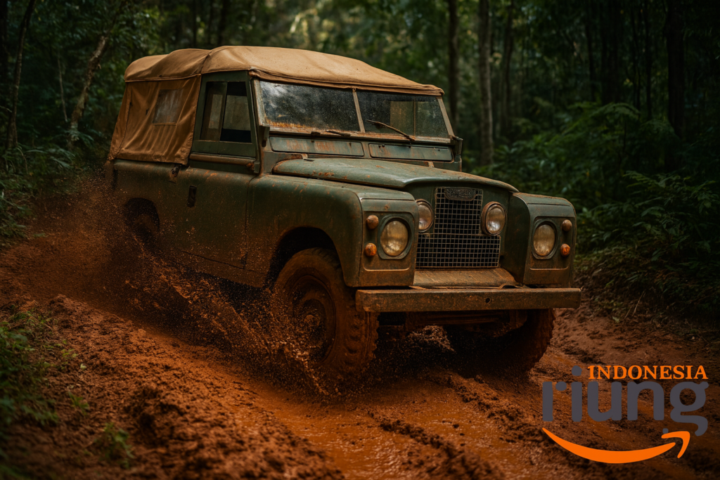 Jeep Land Rover Series canvas digunakan untuk wisata offroad Bogor corporate