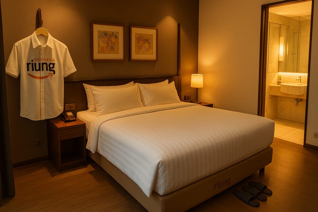 Kamar hotel Amanuba Bogor dengan nuansa eco green